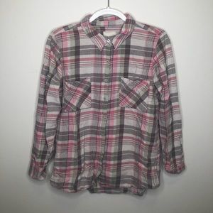 Large Mudd pink gray and cream flannel